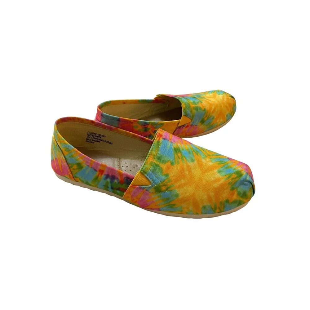 Esprit Tie Dye Slip On Shoes 7.5 Multicolor Canvas Flats Boho Festival